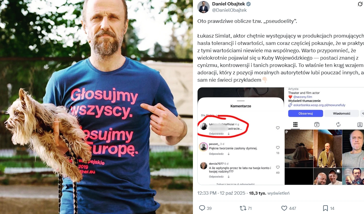 Znany aktor do polityka PiS: wy***laj kastracie