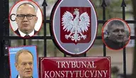 Donald Tusk, Adam Bodnar i Jarosław Żurek – spór rządu z Trybunałem Konstytucyjnym, tło gmach TK w Warszawie.