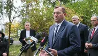 Konferencja prasowa ministra rolnictwa i rozwoju wsi Stefana Krajewskiego.