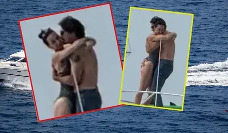 Justin Trudeau i Katy Perry na pokładzie jachtu Caravelle w pobliżu wybrzeża Santa Barbary – polityk obejmuje piosenkarkę podczas wspólnego rejsu.
