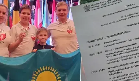 Polska rodzina pragnąca wrócić do ojczyzny i skan pisma z MSWiA z programem debaty na temat repatriantów