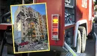 Zniszczony blok mieszkalny w Bukareszcie po potężnej eksplozji – uszkodzone elewacje, wybite okna i zawalone kondygnacje.