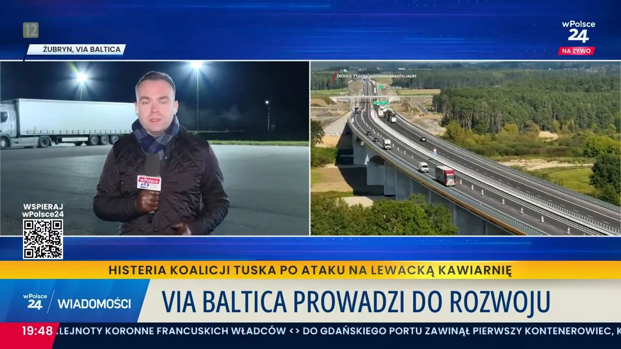 Wiadomości wPolsce24: Uroczystości otwarcia odcinka Via Baltica, strategicznej trasy łączącej Polskę i Litwę