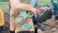 Archeolodzy prezentują monety i gliniane naczynie z XVII wieku znalezione na Mazurach.