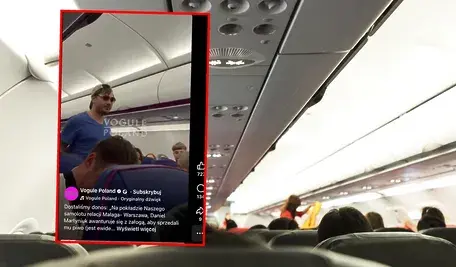 Daniel Martyniuk w otoczeniu funkcjonariuszy francuskich służb podczas wymuszonego swoim zachowaniem lądowania w Nicei,