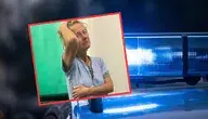 Radiowóz policyjny oraz zdjęcie kobiety o jasnych włosach, której tożsamość próbuje ustalić warszawska policja.