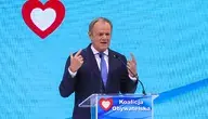 Donald Tusk, premier i lider Koalicji Obywatelskiej, przemawia podczas konwencji partyjnej w Warszawie.