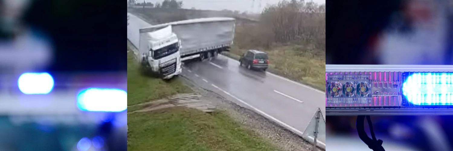Ciężarówka wpadła w poślizg i zmiażdżyła samochód. Zginął radny i jego chory na raka przyjaciel