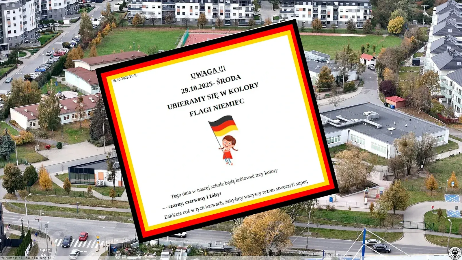 Uczniowie wrocławskiej szkoły mają w środę ubrać się w kolory flagi... Niemiec