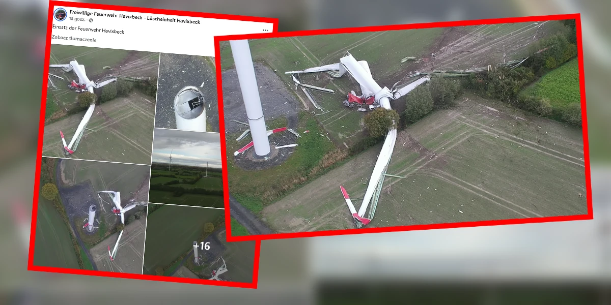 Niemcy wyłączają wiatraki po katastrofie turbiny. Przerażający widok!