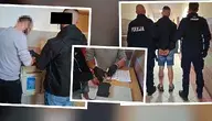 Policjanci kontrolujący dokumenty podczas wieczornego patrolu na Pradze Południe.