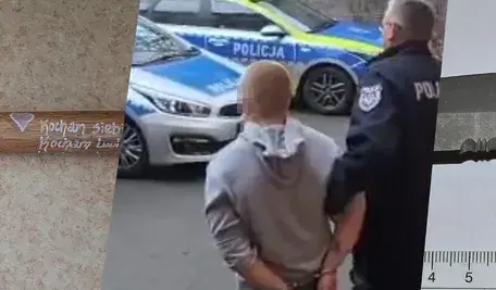 Radiowóz policyjny w Puławach – zatrzymanie dwóch młodych mężczyzn podejrzanych o brutalne napady na seniorów.