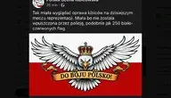 Oprawa zakazana przez policję. Czy jest w niej coś złego? Widzimy na niej polskiego orła, nasze barwy narodowe i okrzyk do boju Polsko!