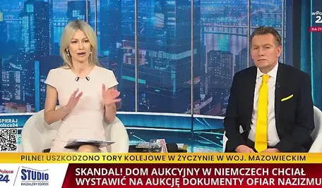 Magdalena Ogóek w studiu programu telewizyjnego