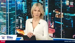 Magdalena Ogórek w studiu telewizji wPolsce24