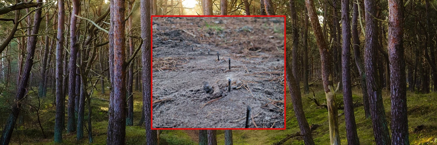 Groźna pułapka na ścieżce w lesie. Policja szuka sprawców