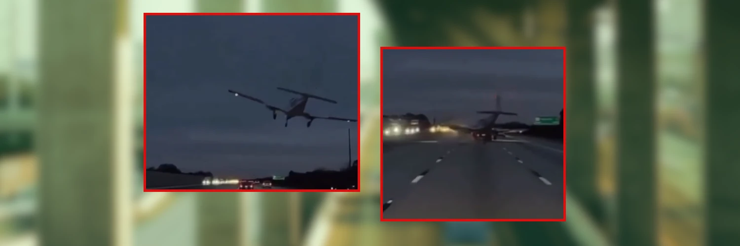 Samolot lądował awaryjnie na autostradzie. Zderzył się z samochodem