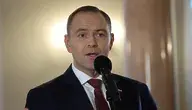 Karol Nawrocki podczas wystąpienia w Pałacu Prezydenckim.