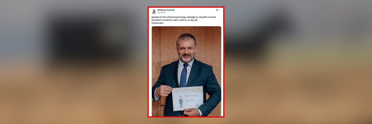 Głęboka desperacja Żurka. Próbuje ratować wizerunek laurką od dziecka. Drugi raz tą samą