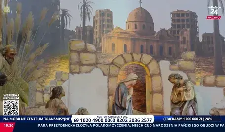 poruszająca szopka z widokiem na bloki