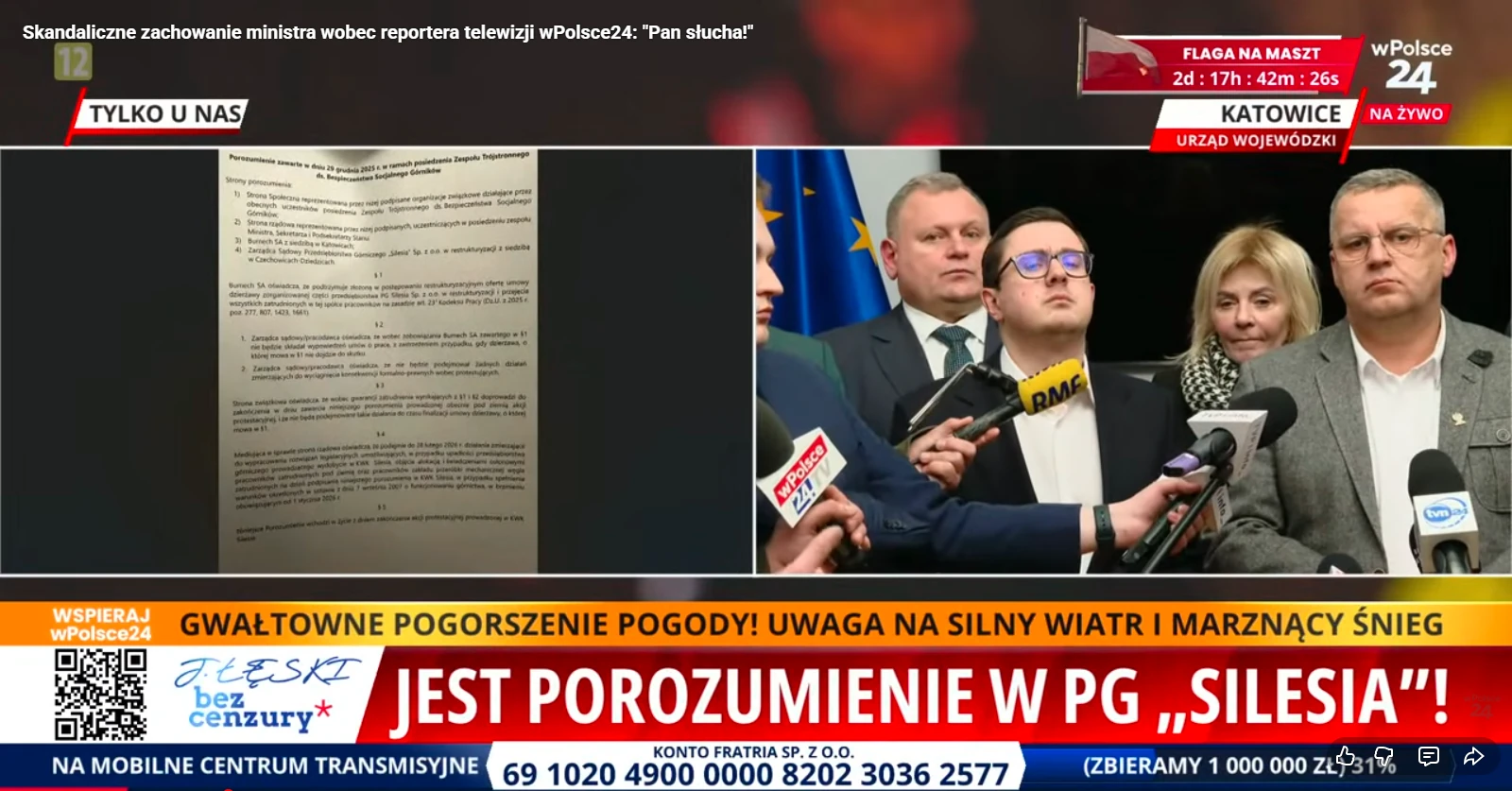 Jest porozumienie ze strajkującymi górnikami, ale minister Motyka nie utrzymał nerwów na wodzy