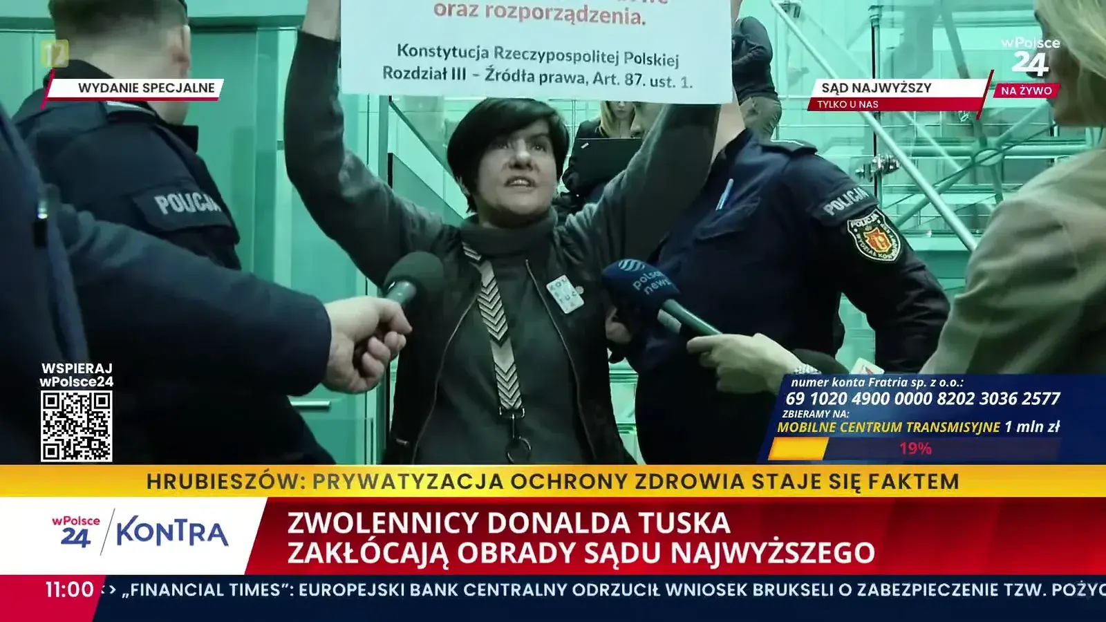 Chaos w Sądzie Najwyższym. Demonstranci wdarli się na salę i przerwali obrady