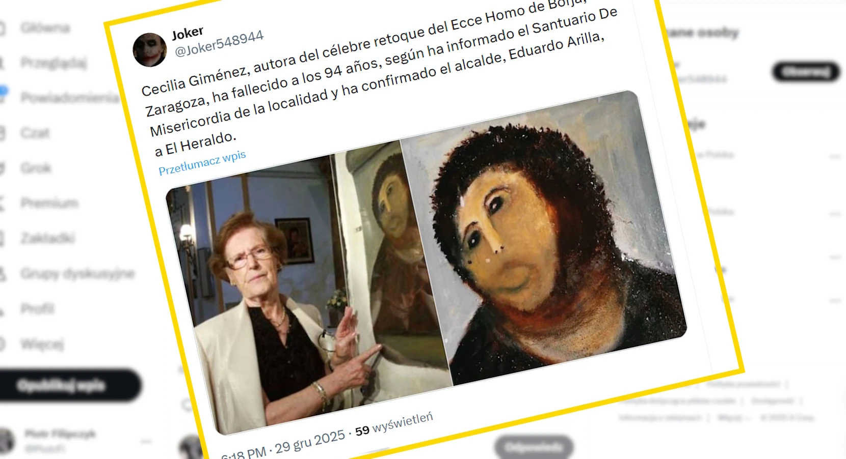 "Zniszczyła" bezcenne freski z Chrystusem. Nie żyje autorka kontrowersyjnej "renowacji"