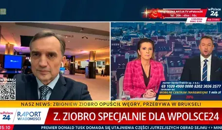 Zbigniew Ziobro udzielił wywiadu telewizji wPolsce24 prostu z Brukseli 