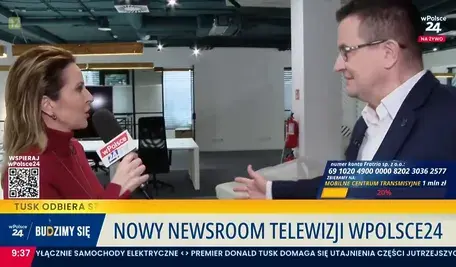 Marta Kielczyk i Mariusz Pietrasik w nowym newsroomie telewizji wPolsce24