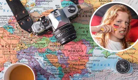 Mapa Europy z wklejoną twarzą młodej kobiety malującej na policzku flagę Niemiec jako ilustracja do tekstu o tym, iż Niemiecka gazeta "Augsburger Allgemeine" stawia szokujące pytanie: czy Polska stała się lepszą wersją Niemiec? Dziennikarz Jonas Klimm chwali dynamiczny rozwój gospodarczy Polski, kontrastując go z trzylubną recesją w Niemczech. Podkreśla, że mimo stereotypów wyższości, Polska dogania sąsiada w kluczowych dziedzinach