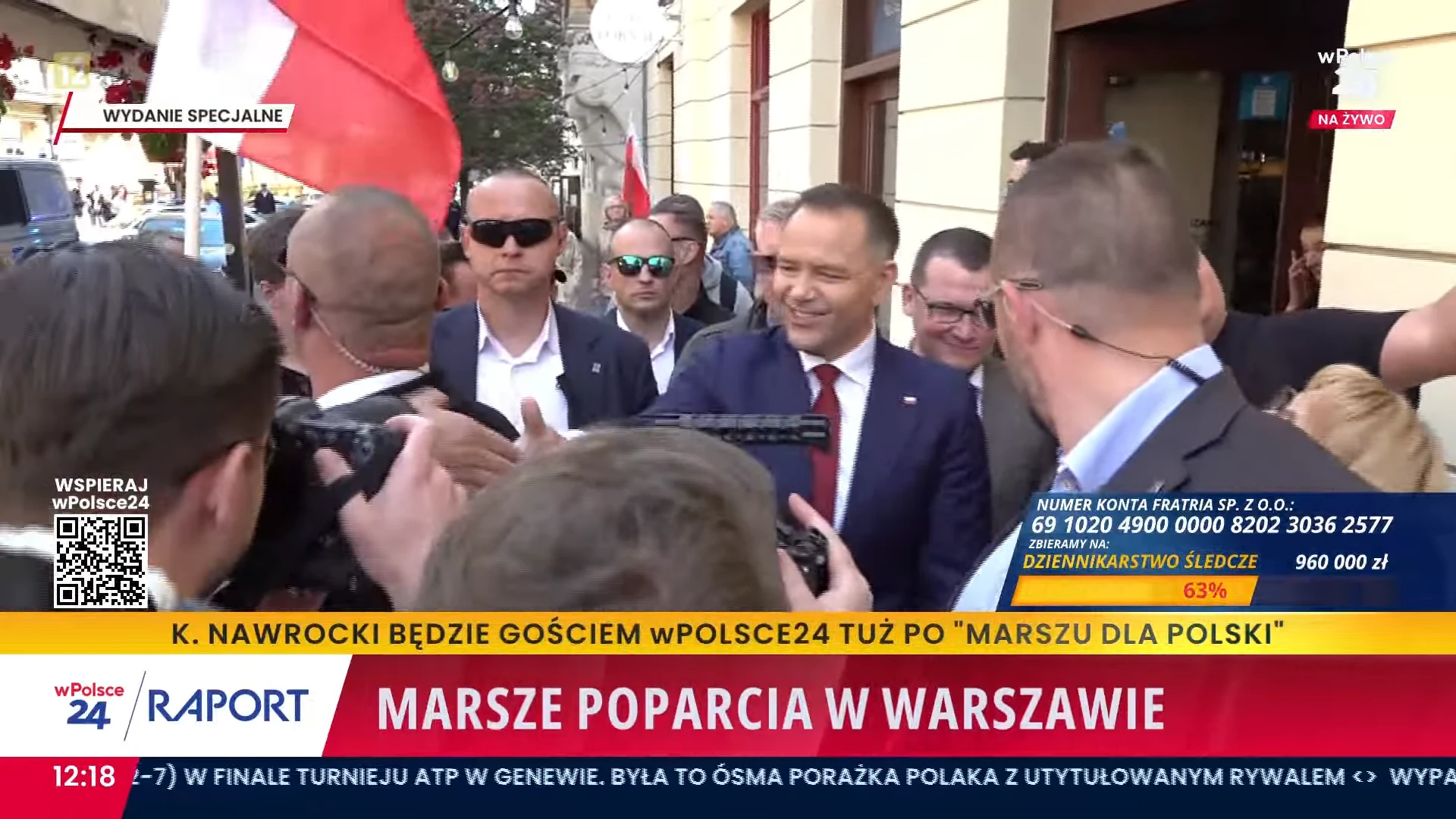 „Marsz za Polską” – Nawrocki wśród ludzi, tylko biało-czerwone flagi