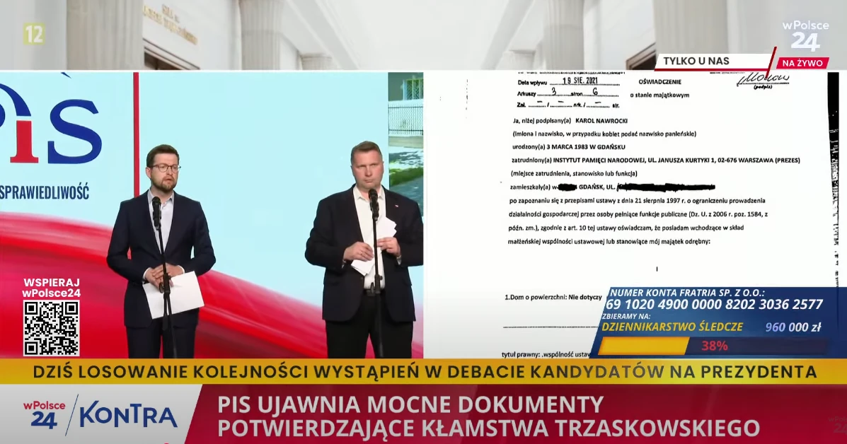 Mechanizm kłamstwa obnażony. Politycy PiS ujawnili dokumenty, pokazujące prawdę o mieszkaniu, które nabył Nawrocki