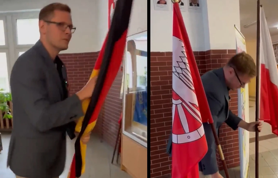 Co to miało znaczyć? Mieszkańców przy wejściu do lokalu zaskoczyła... niemiecka flaga. Dzięki interwencji poselskiej udało się przywrócić adekwatne barwy