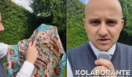 Poseł Matecki z kontrowersyjnym niemieckim płótnem.webp