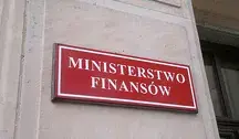 Budynek Ministerstwa Finansów z widocznym na pierwszym planie szyldem.