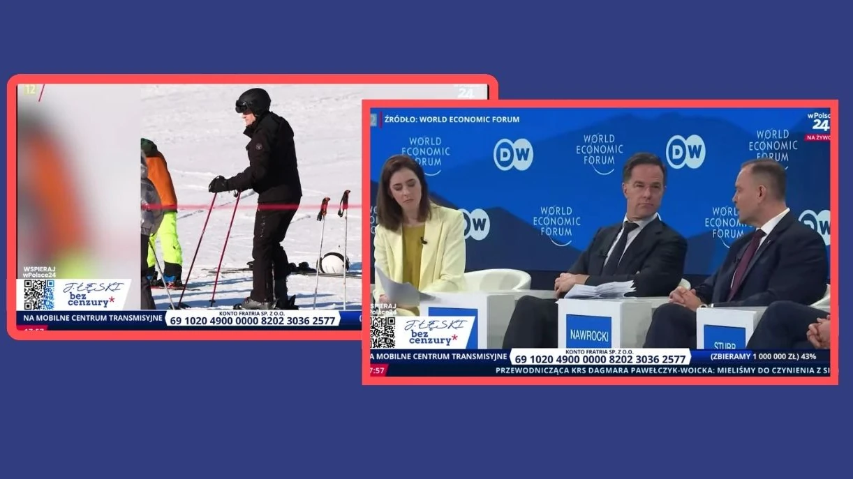 Nawrocki i Tusk, obaj w Alpach: jeden w Davos, drugi na nartach