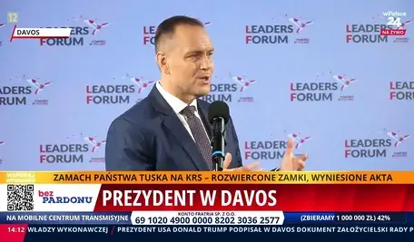 Prezydent Karol Nawrocki na konferencji prasowej w Davos 