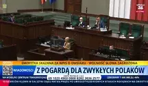 Posłanka Anna Sobolak z Koalicji Obywatelskiej przemawia z mównicy sejmowej