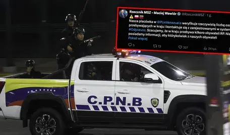 Wojsko patroluje Caracas po eksplozjach. Wenezuela oskarża USA o ataki. MSZ Polski podało liczbę Polaków w kraju. EPA/Miguel Gutierrez. Sytuacja napięta po sobotnich wydarzeniach.