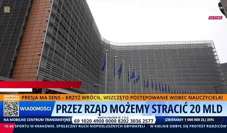Pieniądze z KPO zagrożone? Tusk odpuścił jeden z kamieni milowych? Na zdjęciu budynek instytucji unijnej. być może jest to parlament europejski, albo komisja europejska