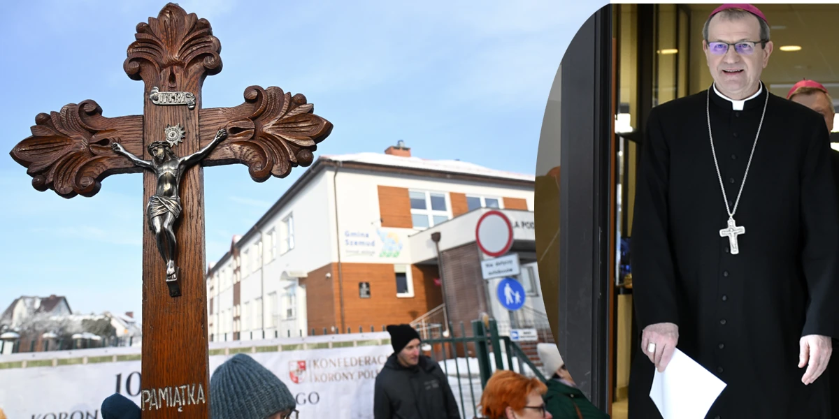 Czy nauczycielka, która wyrzuciła krzyż do śmietnika straci pracę? Pod szkołą trwa protest rodziców. Abp Wojda interweniuje