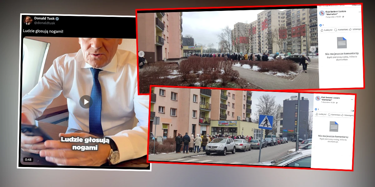 Tusk zapewniał, iż ludzie będą głosować nogami i miał rację! Setki seniorów stały na mrozie w oczekiwaniu na tańsze posiłki. Rekordowa liczba chętnych