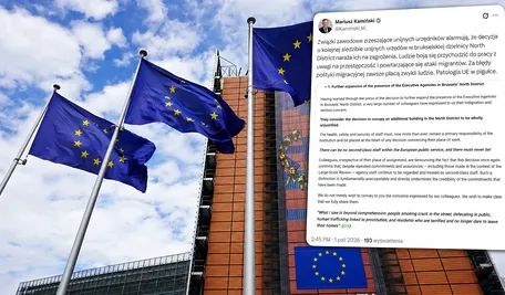 Flagi UE przed siedzibą Komisji Europejskiej