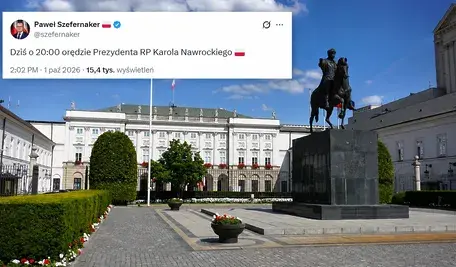 Pałac Prezydencki z komunikatem na żywo