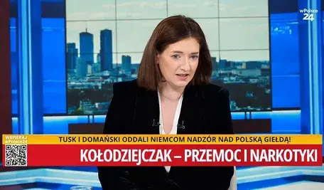 Anna Gembicka w studio telewizji wPolsce24 
