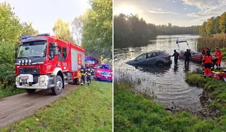 Śmiertelny wypadek na Pomorzu. Auto wpadło do jeziora, reanimacja nie przyniosła skutku