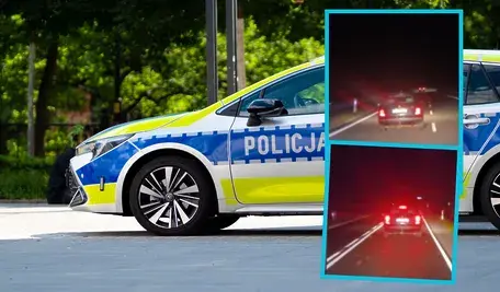 Radiowóz policyjny i zdjęcia z pościgu