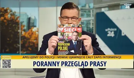 Mariusz Pietrasik podczas Porannego Przeglądu Prasy 