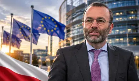 portret polityczny na tle parlamentu