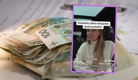 Pieniądze ułożone na dokumentach oraz zdjęcie z filmu nagranego przez Angelikę Trochonowicz